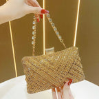 Evening Clutch Crystal Embellished Chain Strap Secure Closure