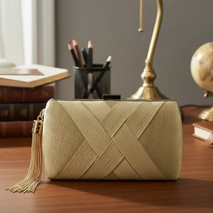Evening Clutch Satin Finish Removable Shoulder Strap Magnetic Closure