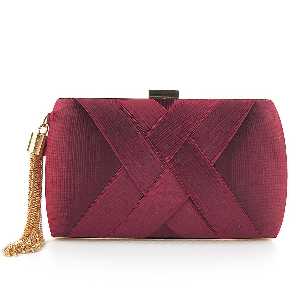 Evening Clutch Satin Finish Removable Shoulder Strap Magnetic Closure
