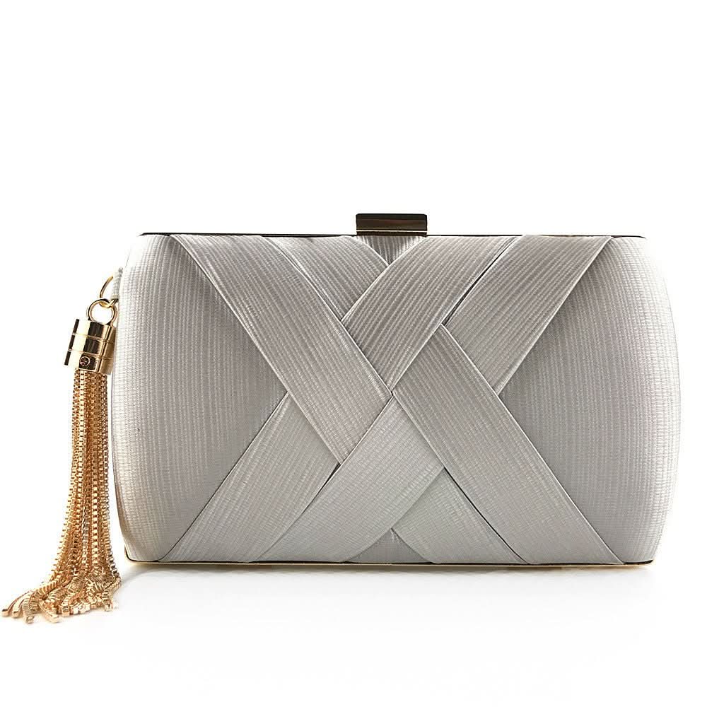 Evening Clutch Satin Finish Removable Shoulder Strap Magnetic Closure