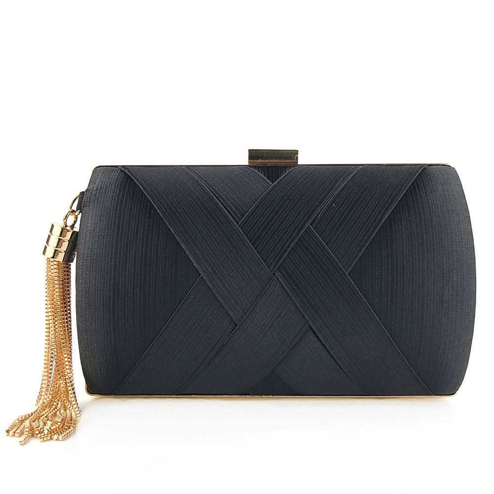 Evening Clutch Satin Finish Removable Shoulder Strap Magnetic Closure