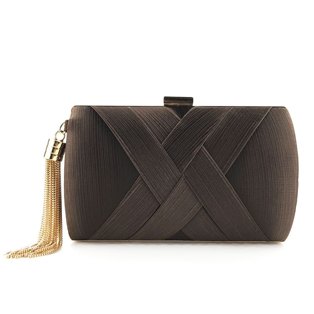 Evening Clutch Satin Finish Removable Shoulder Strap Magnetic Closure