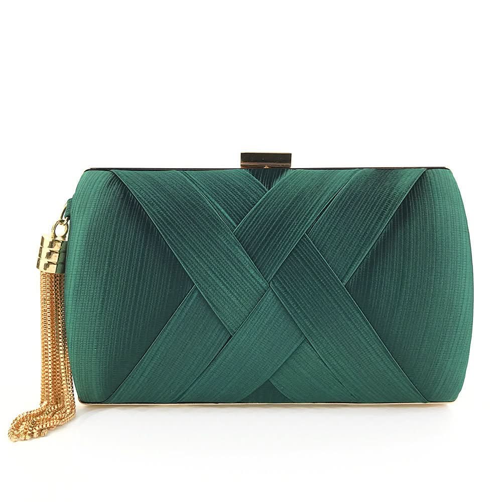 Evening Clutch Satin Finish Removable Shoulder Strap Magnetic Closure