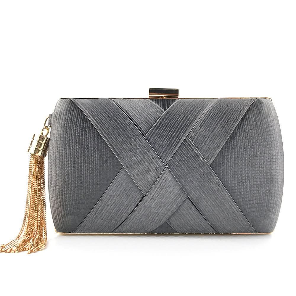 Evening Clutch Satin Finish Removable Shoulder Strap Magnetic Closure