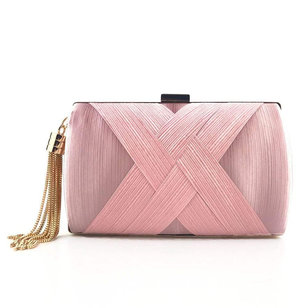 Evening Clutch Satin Finish Removable Shoulder Strap Magnetic Closure