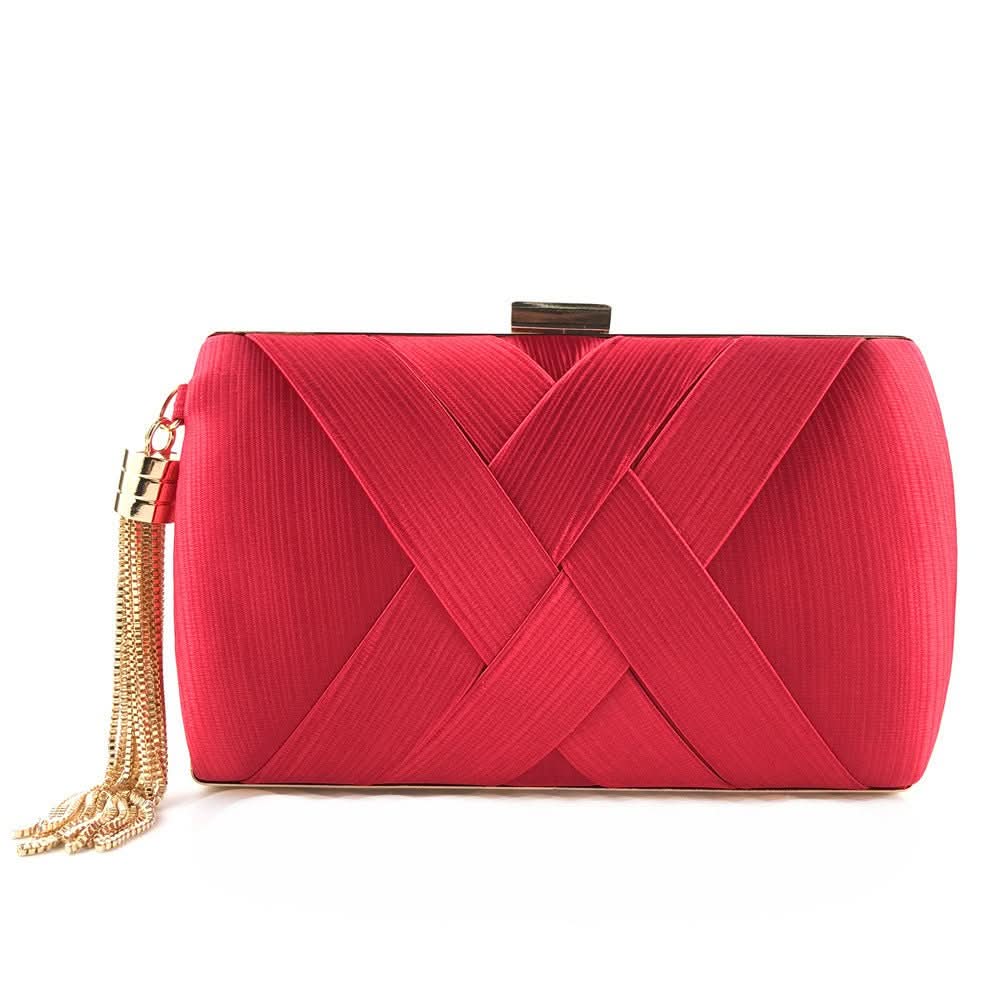 Evening Clutch Satin Finish Removable Shoulder Strap Magnetic Closure