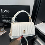 Evening Clutch Woven Leather Detachable Shoulder Strap Gold-Tone Hardware