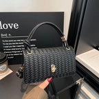 Evening Clutch Woven Leather Detachable Shoulder Strap Gold-Tone Hardware