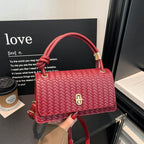 Evening Clutch Woven Leather Detachable Shoulder Strap Gold-Tone Hardware