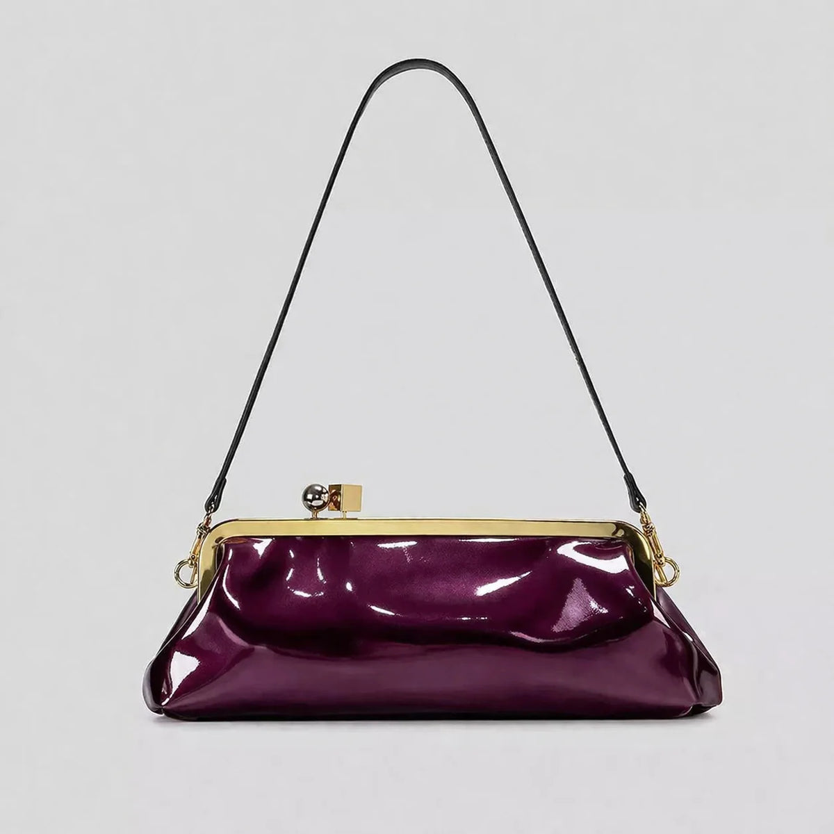 Evening Handbag Patent Leather Detachable Strap Clutch Crossbody