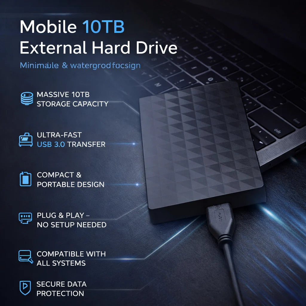 External Hard Drive 10TB USB 3.0 Portable Storage
