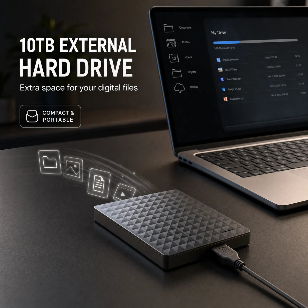 External Hard Drive 10TB USB 3.0 Portable Storage