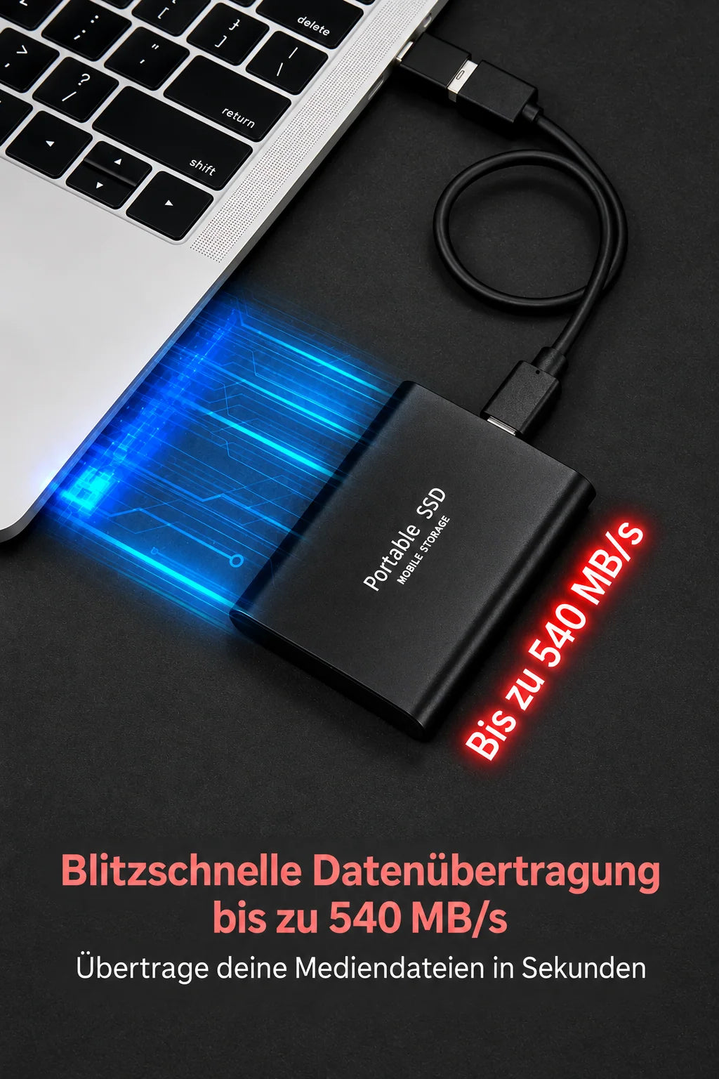 External SSD 128 TB USB-C 540 MB/s Transfers