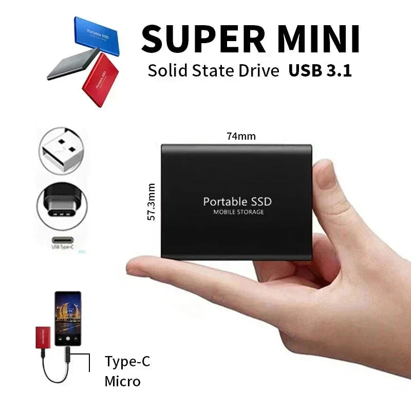 External SSD Drive 128TB 540 MB/s Shock-Resistant
