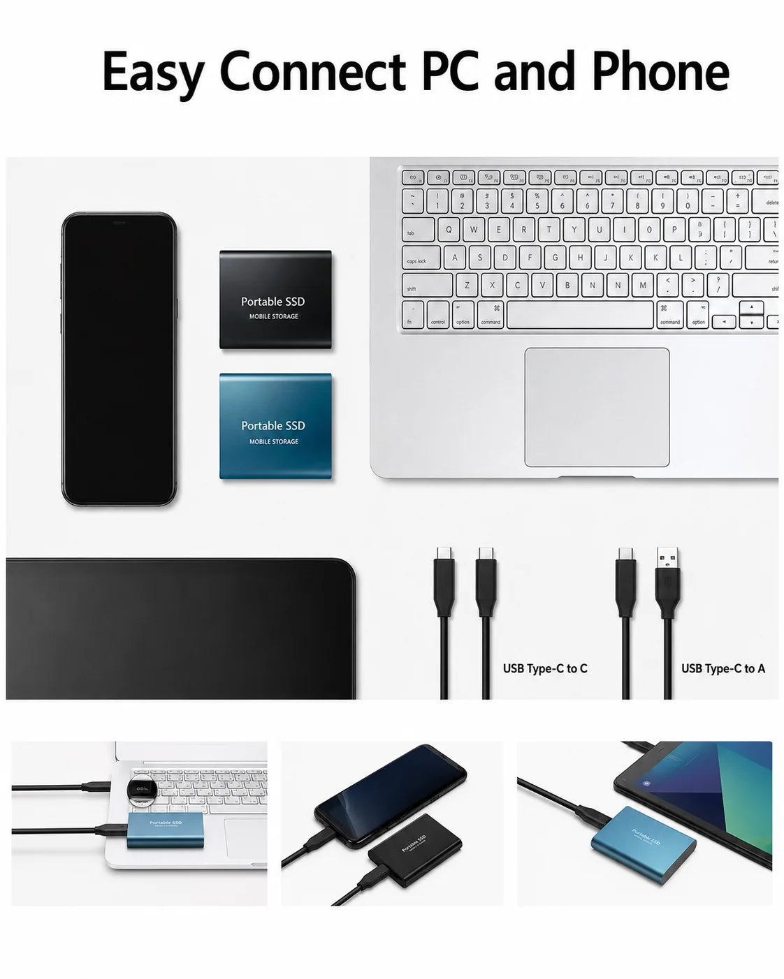 External SSD Drive 128TB 540 MB/s Shock-Resistant