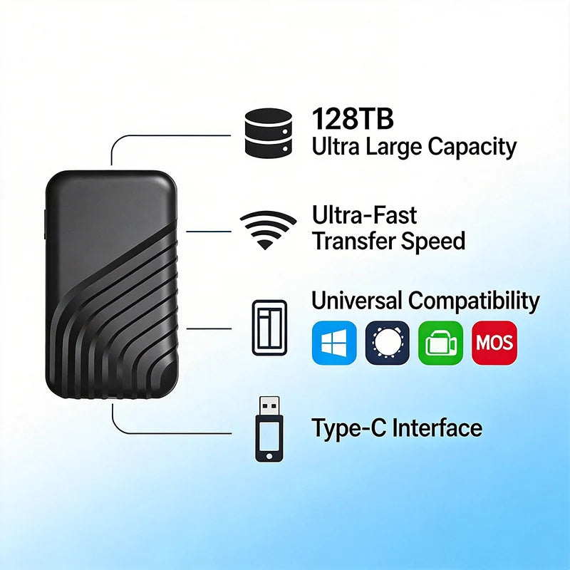 External SSD USB-C & USB 3.1 Compact Design