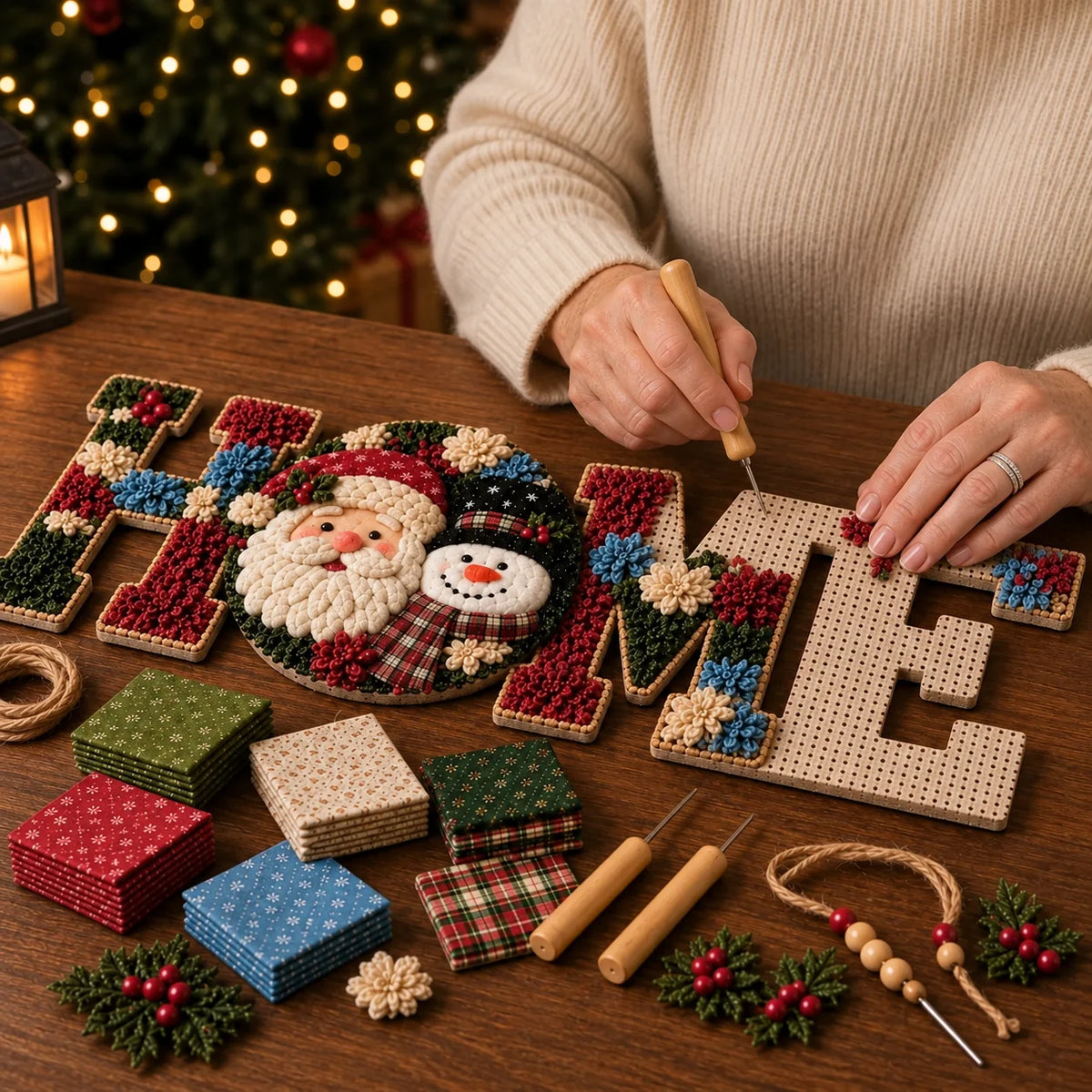 Fabric Picture Kit No-Sew Pre-Cut Fabric & Poke Tool