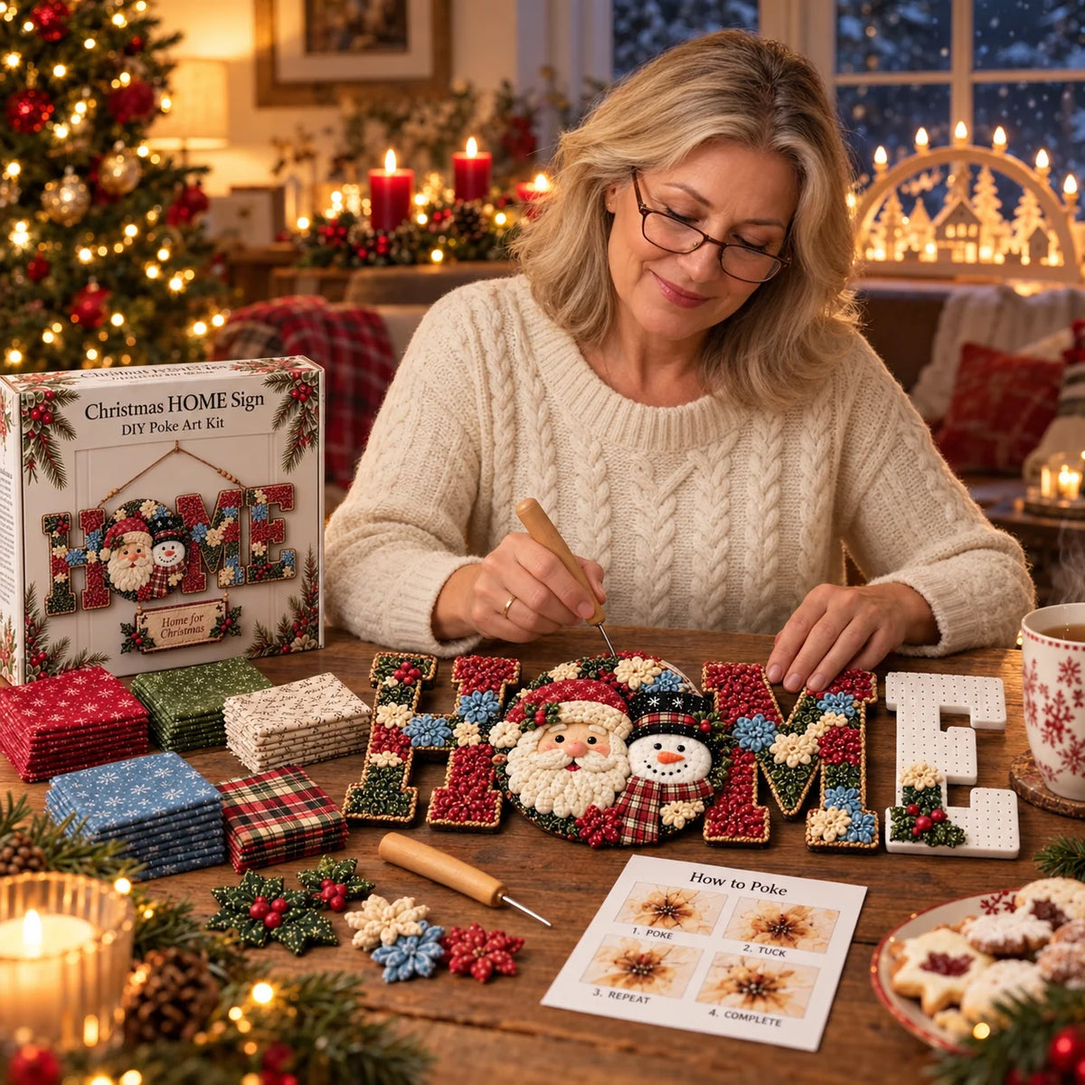 Fabric Picture Kit No-Sew Pre-Cut Fabric & Poke Tool