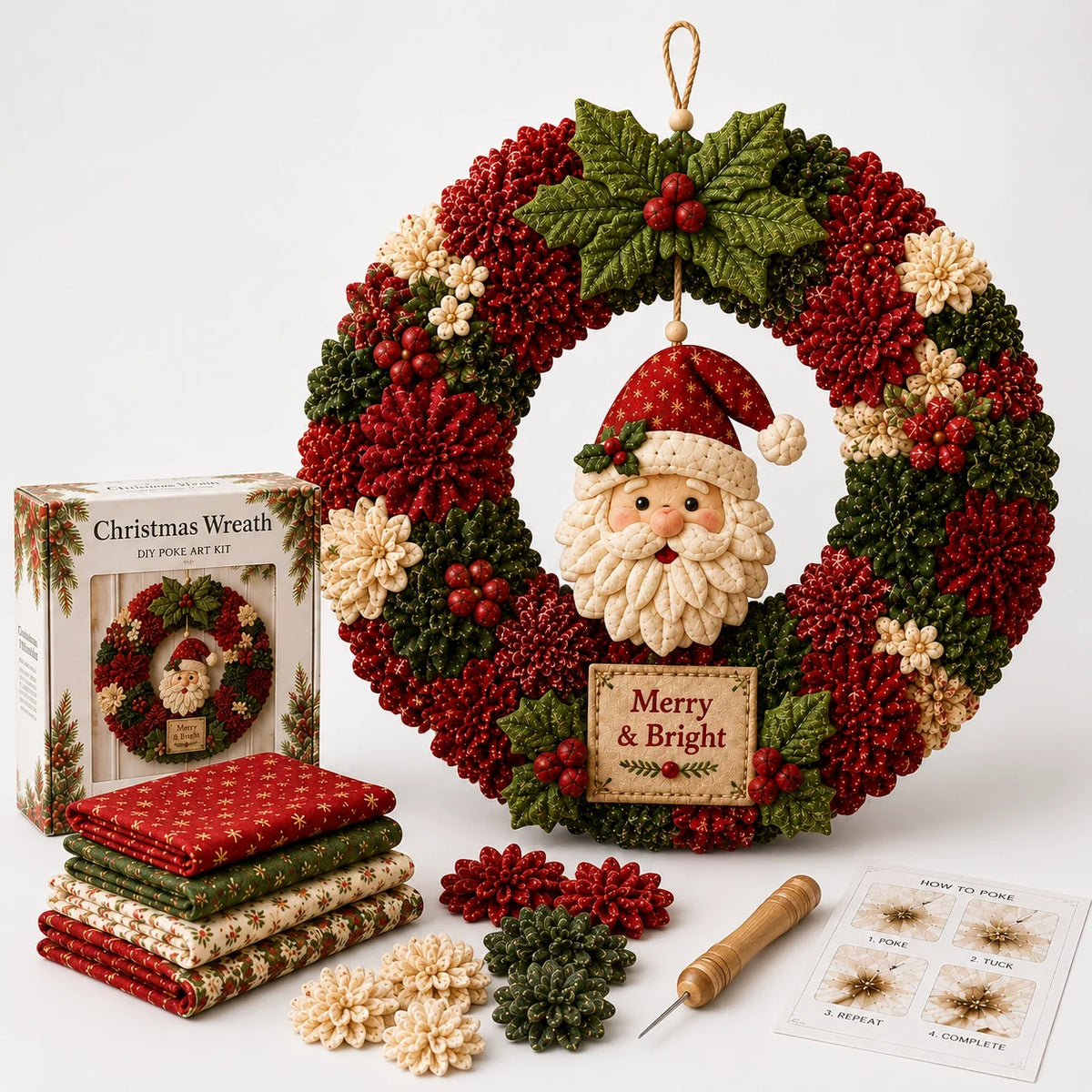 Fabric Wreath Kit 30cm No-Sew Self-Folding Felt Foam Base