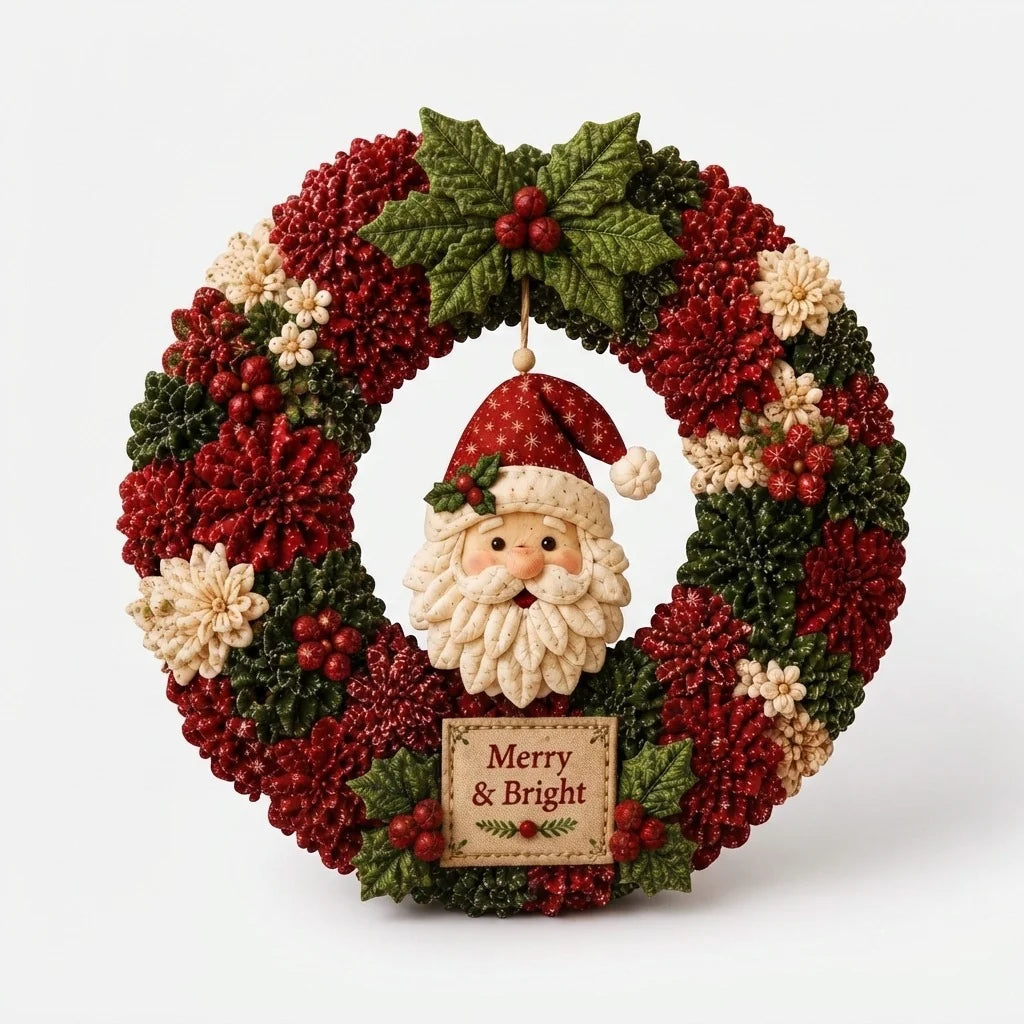 Fabric Wreath Kit 30cm No-Sew Self-Folding Felt Foam Base
