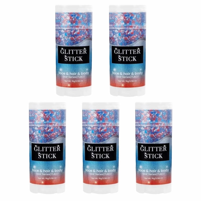 Face & Body Glitter Stick Patriotic Tri-Color Sweat-Resistant Non-Toxic