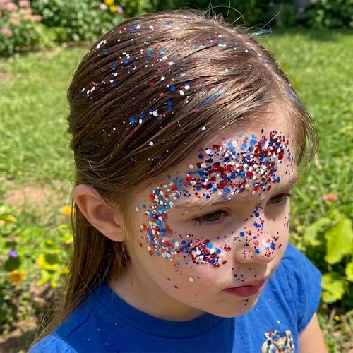 Face & Body Glitter Stick Patriotic Tri-Color Sweat-Resistant Non-Toxic