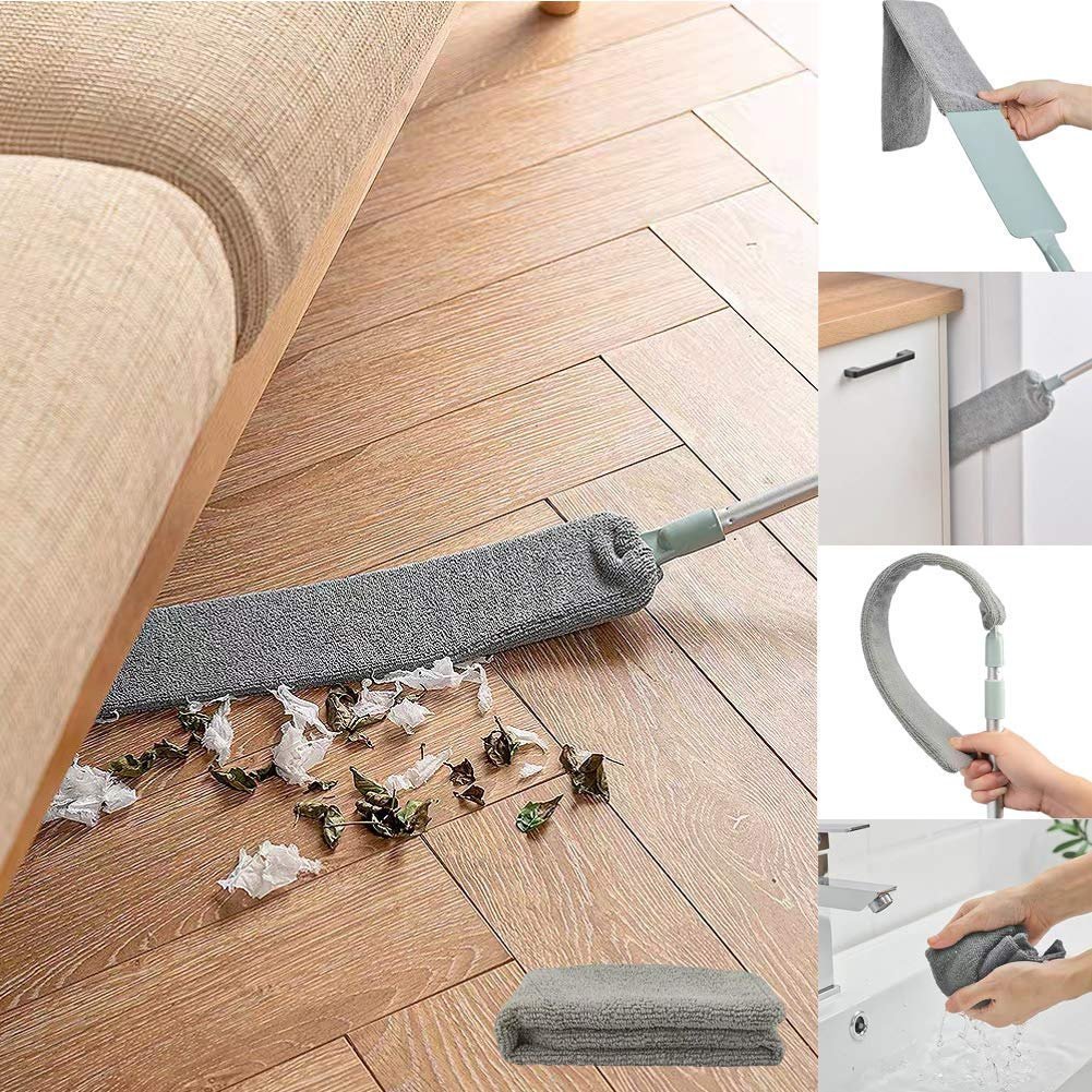 Feather Duster Telescopic Stainless Steel Handle Removable Microfiber Cover