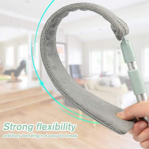 Feather Duster Telescopic Stainless Steel Handle Removable Microfiber Cover