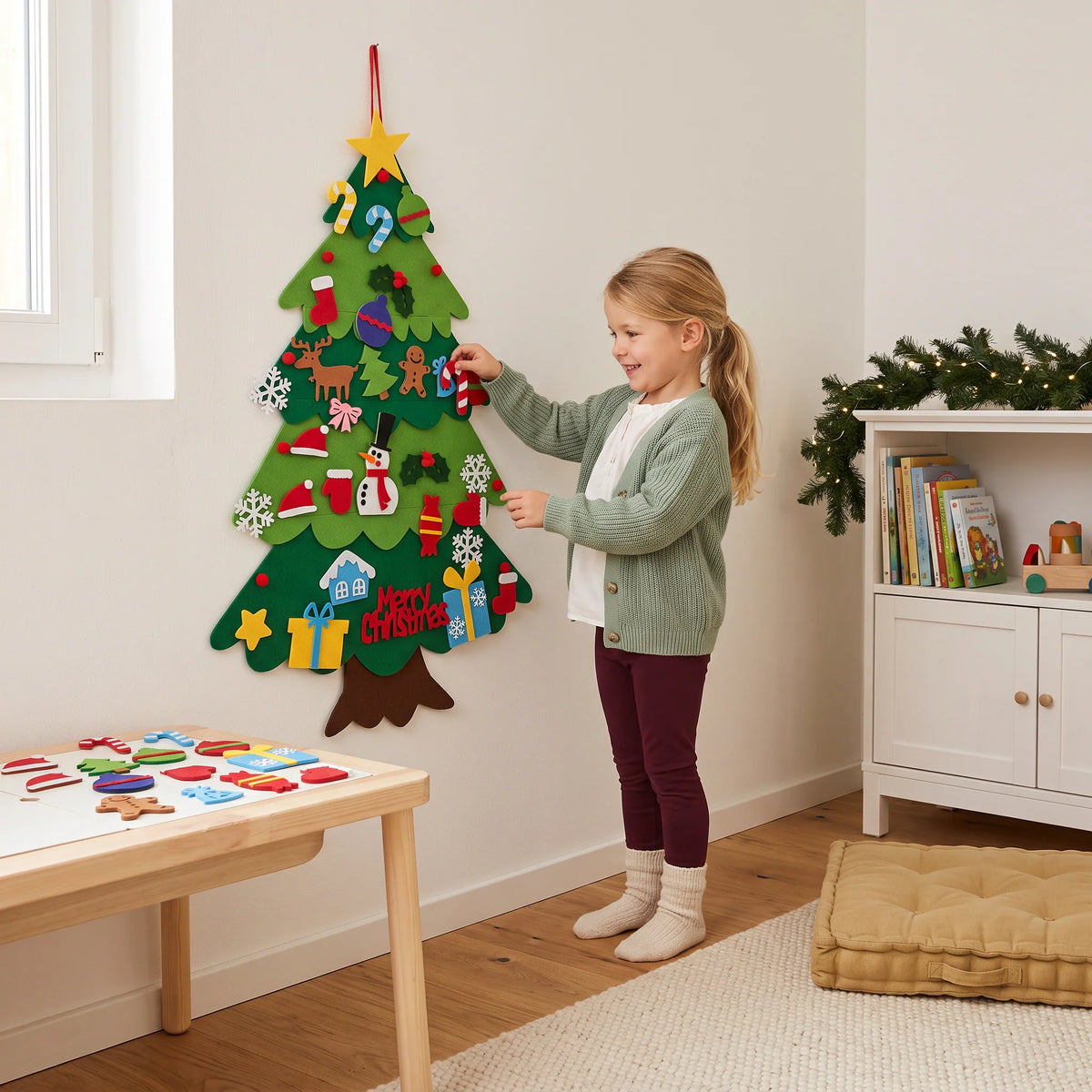 Felt Christmas Tree Removable Ornaments Reusable Decorations