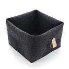 Felt Storage Box Foldable Lid & Leather Handle