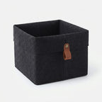 Felt Storage Box Foldable Lid & Leather Handle