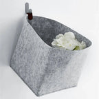 Felt Storage Box Foldable Lid & Leather Handle