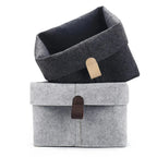 Felt Storage Box Foldable Lid & Leather Handle