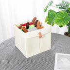 Felt Storage Box Foldable Lid & Leather Handle