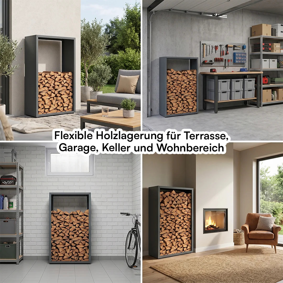 Firewood Rack Galvanized Steel Weather-Resistant Adjustable Feet