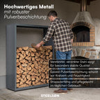 Firewood Rack Galvanized Steel Weather-Resistant Adjustable Feet