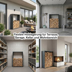Firewood Rack Galvanized Steel Weather-Resistant Adjustable Feet