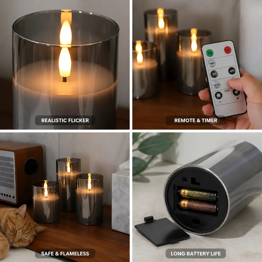 Flameless LED Candle 3D Flickering Flame Remote & Timer