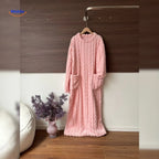 Fleece Blanket Dress Coral Fleece Long Sleeves Front Pockets