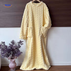 Fleece Blanket Dress Coral Fleece Long Sleeves Front Pockets