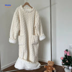 Fleece Blanket Dress Coral Fleece Long Sleeves Front Pockets