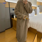 Fleece Blanket Dress Coral Fleece Long Sleeves Front Pockets
