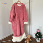 Fleece Blanket Dress Coral Fleece Long Sleeves Front Pockets
