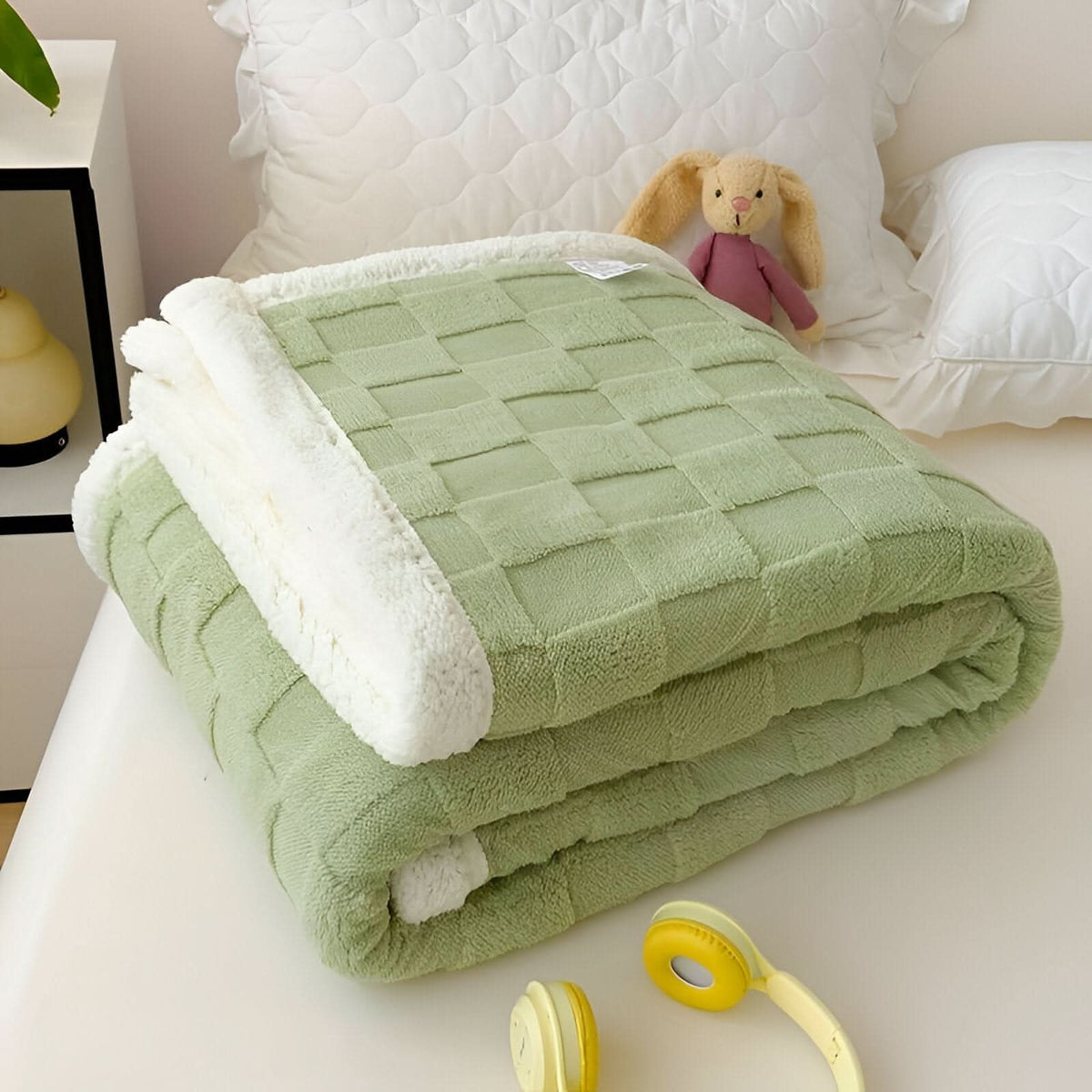 Fleece Blanket Reversible Checkered Soft Machine Washable