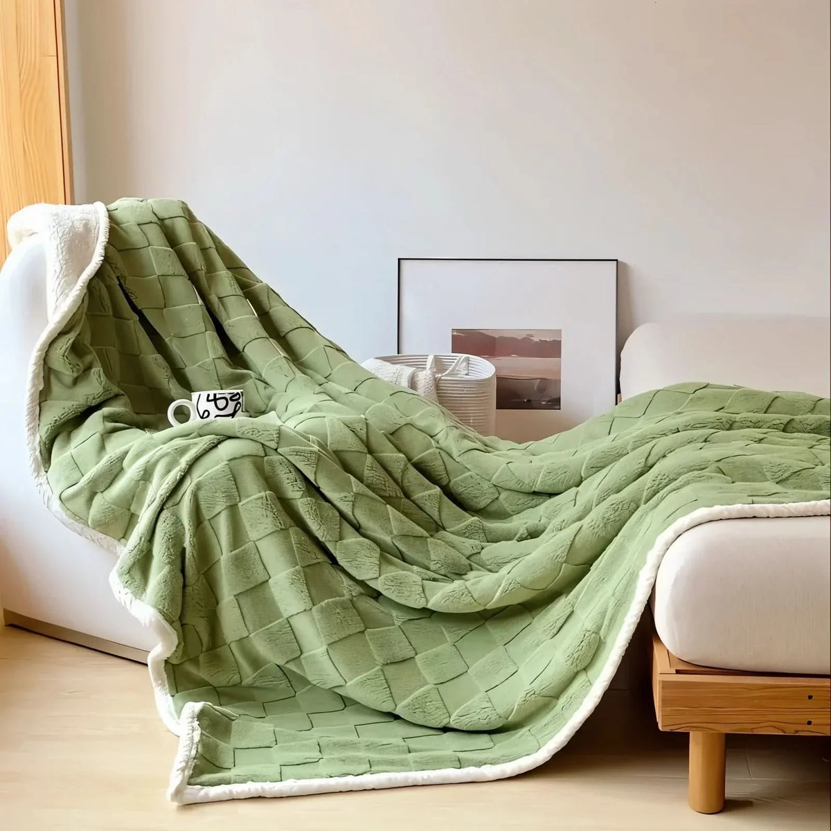 Fleece Blanket Reversible Checkered Soft Machine Washable