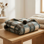 Fleece Throw Blanket Soft Nordic Plaid 59.1 × 70.9 In