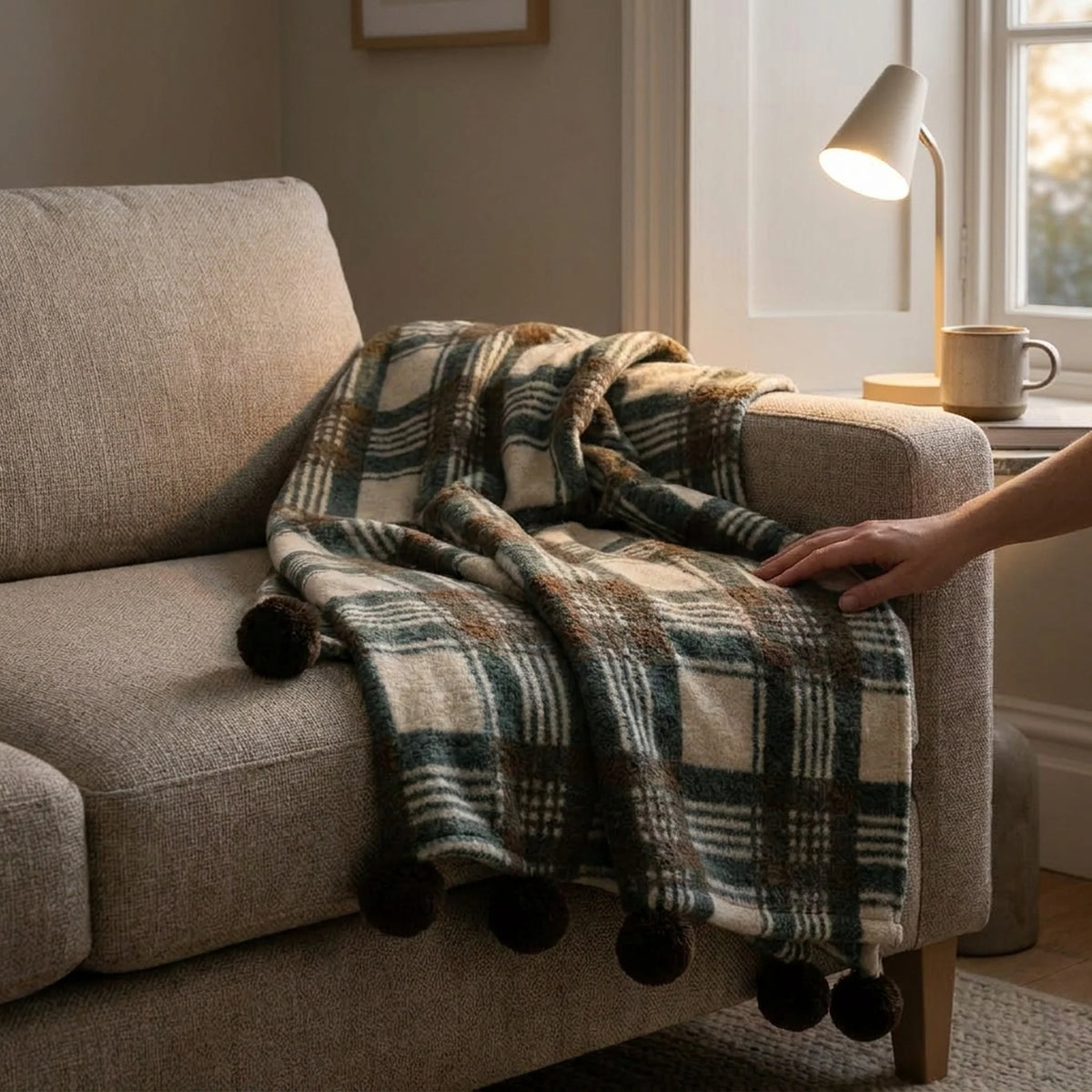 Fleece Throw Blanket Soft Nordic Plaid 59.1 × 70.9 In