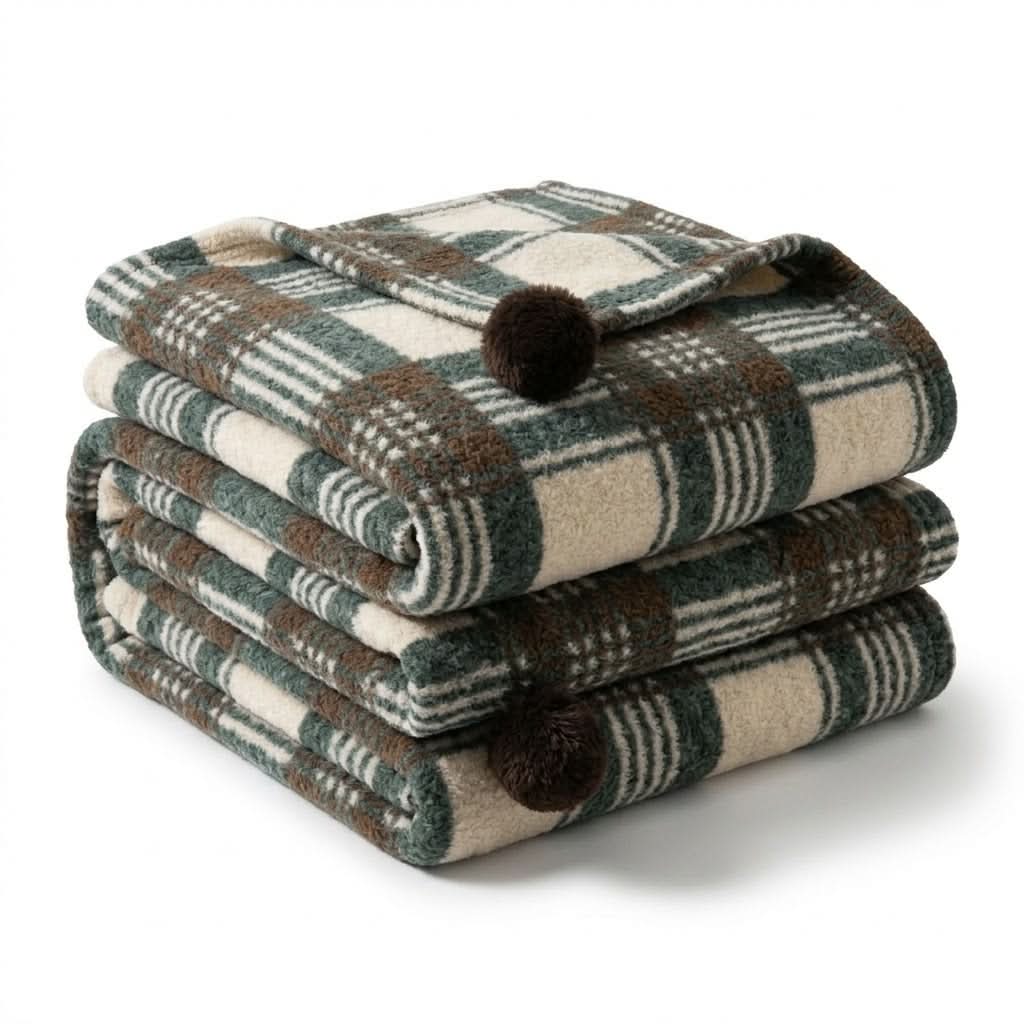 Fleece Throw Blanket Soft Nordic Plaid 59.1 × 70.9 In