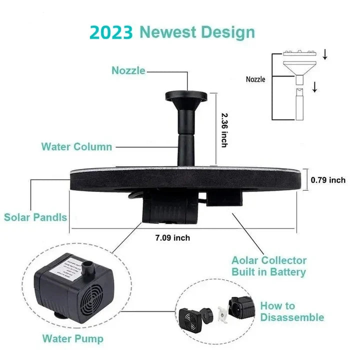 Floating Solar Fountain 4 Interchangeable Nozzles