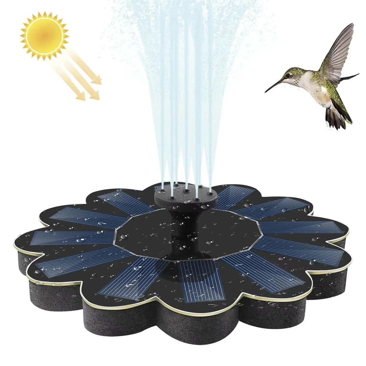 Floating Solar Fountain Cable-Free Interchangeable Nozzles